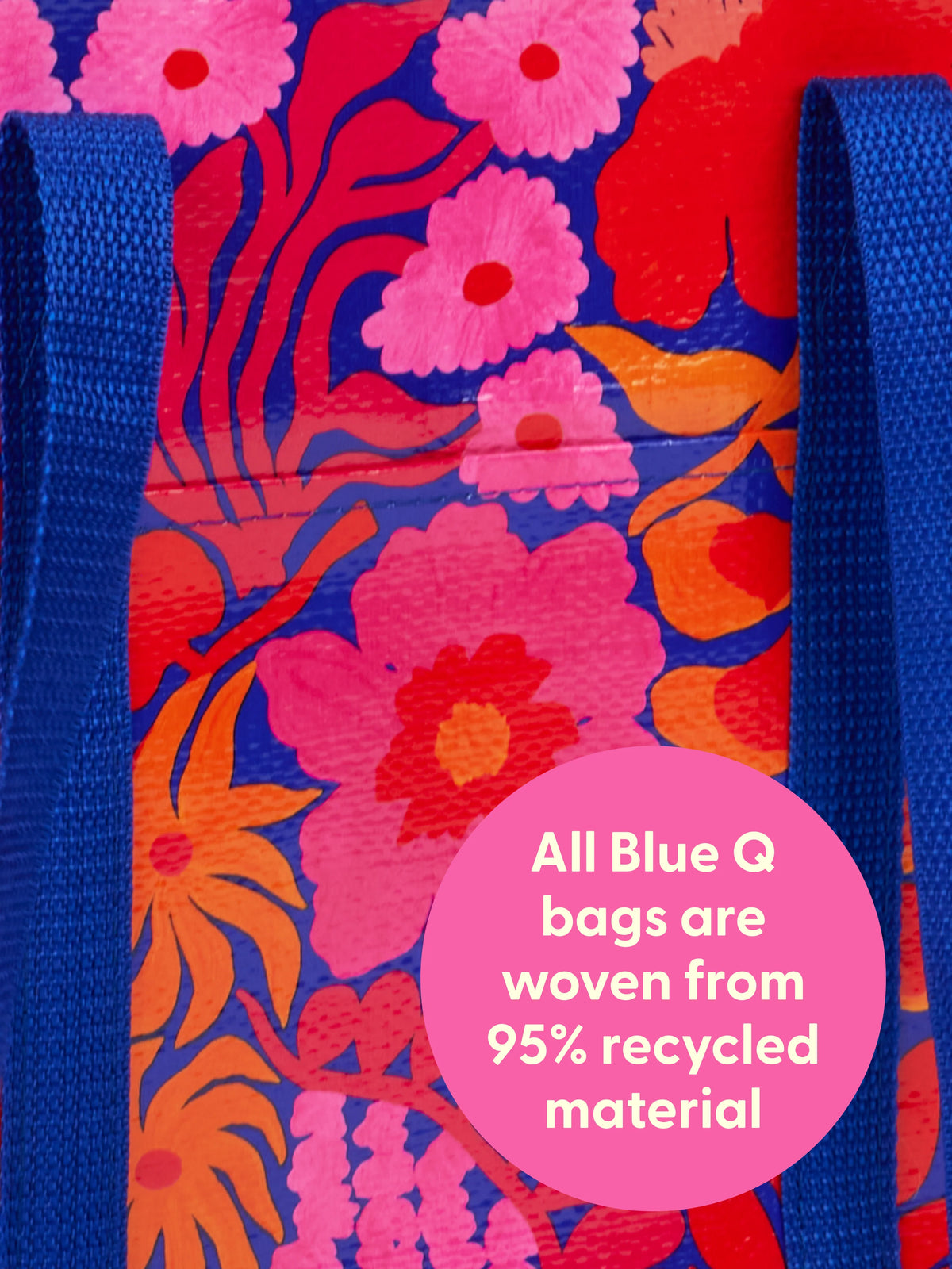 BRIGHT BLOOMS SHOULDER TOTE-BLUE Q