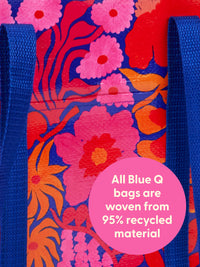 BRIGHT BLOOMS SHOULDER TOTE-BLUE Q