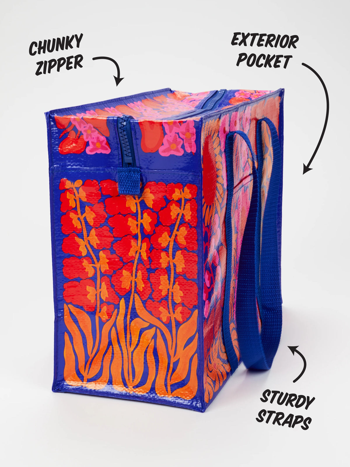 BRIGHT BLOOMS SHOULDER TOTE-BLUE Q