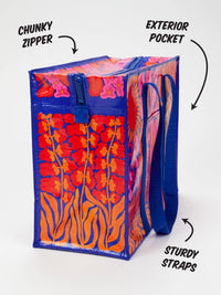 BRIGHT BLOOMS SHOULDER TOTE-BLUE Q