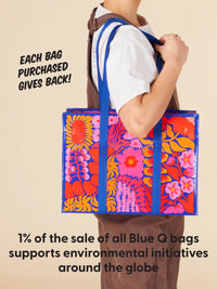 BRIGHT BLOOMS SHOULDER TOTE-BLUE Q