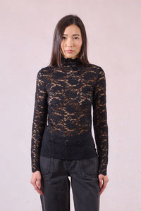 KNIT LACE LONG SLEEVE MOCK TOP-BLACK-MOLLY BRACKEN