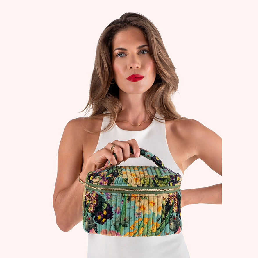 SPRING FLORA QUILTED VELVET VANITY CASE-POWDER