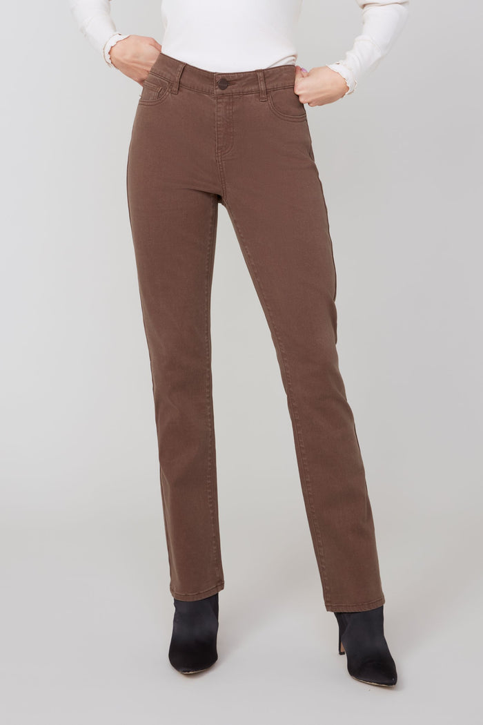 5 POCKET STRAIGHT LEG TENCEL PANT-CHOCOLATE-RENUAR
