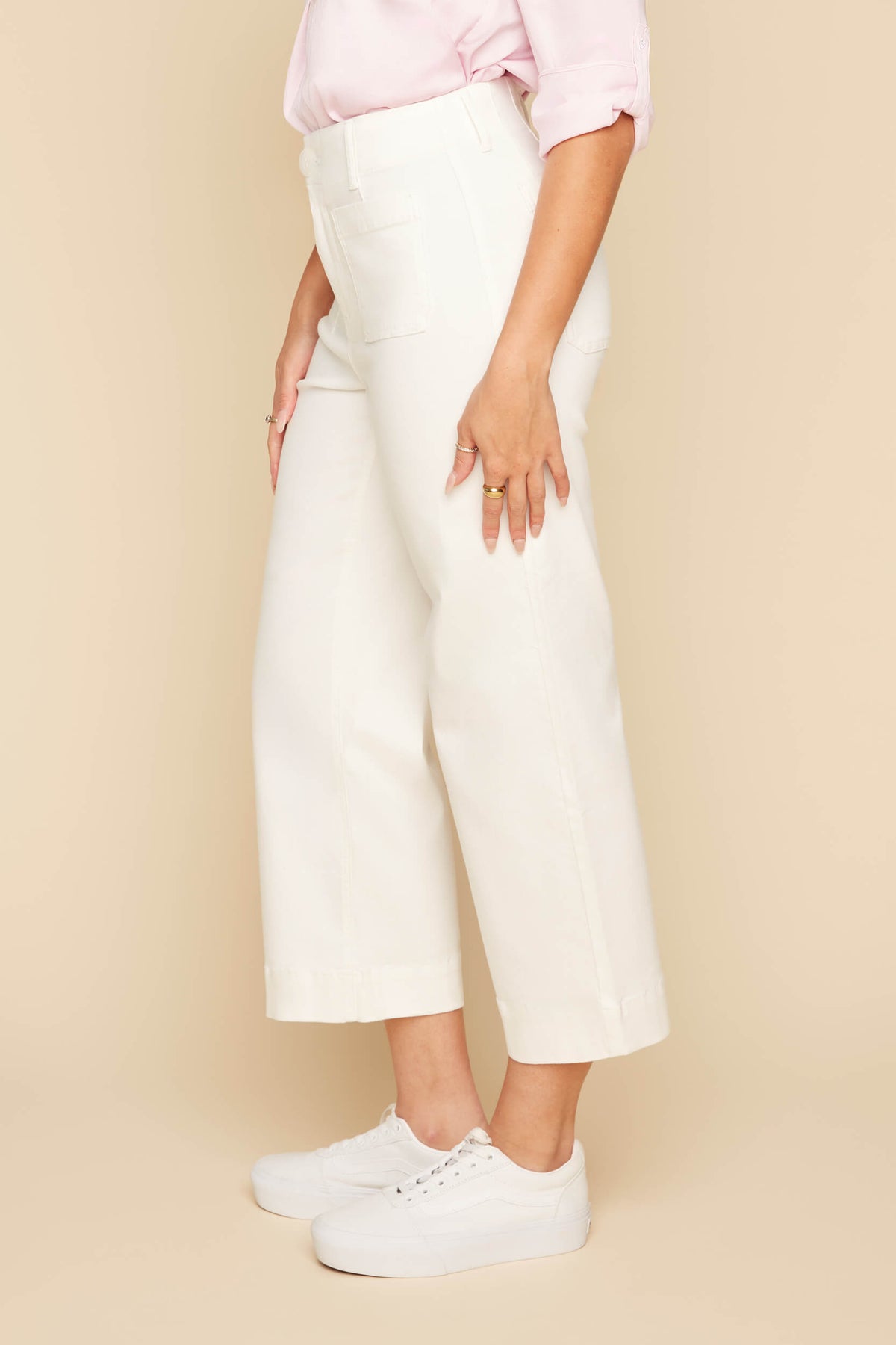 TENCEL WIDE LEG ANKLE PANT-CREME-RENUAR