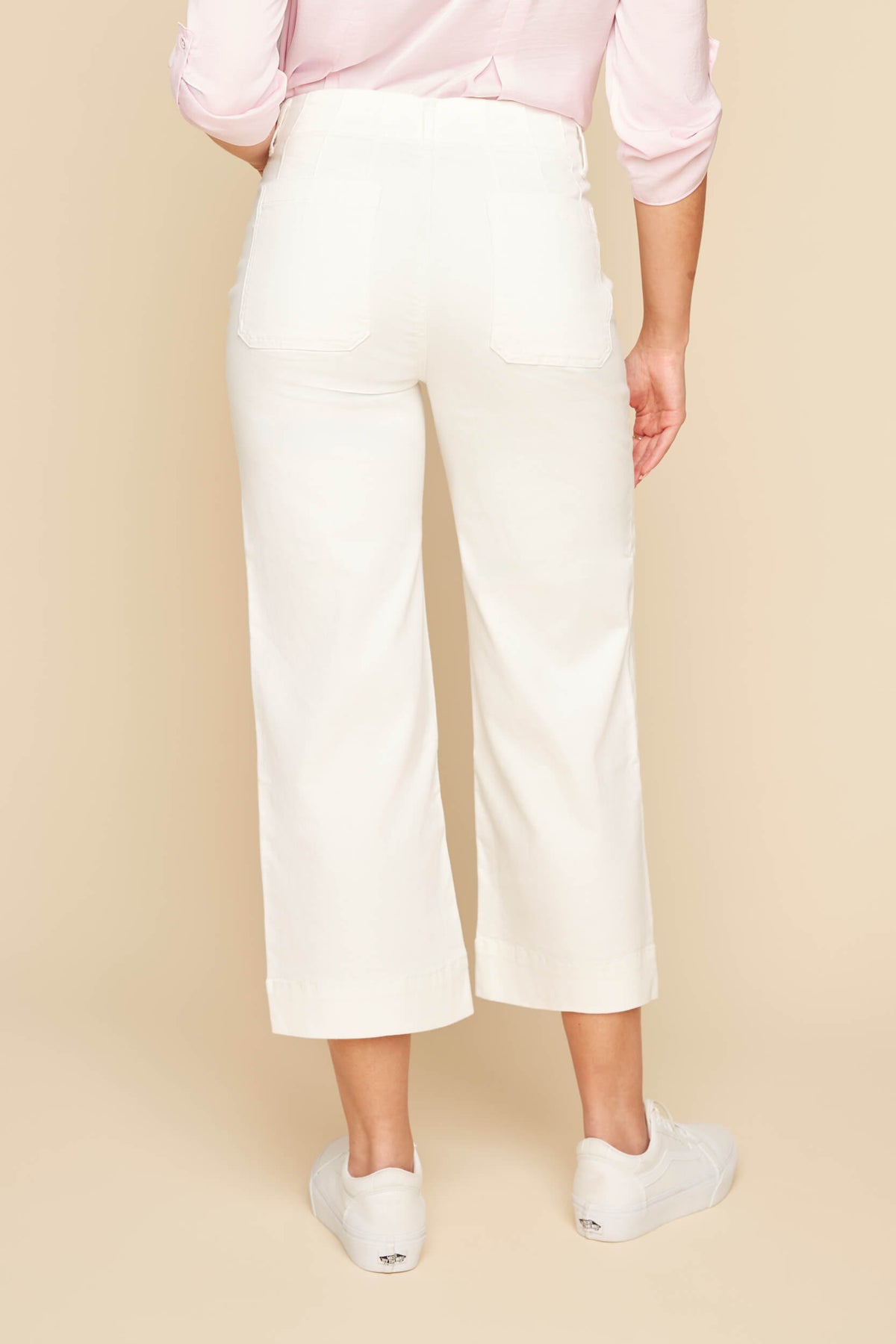 TENCEL WIDE LEG ANKLE PANT-CREME-RENUAR