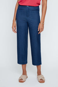 KNIT WIDE LEG ANKLE PANT-BLUE-RENUAR