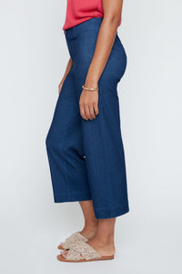 KNIT WIDE LEG ANKLE PANT-BLUE-RENUAR