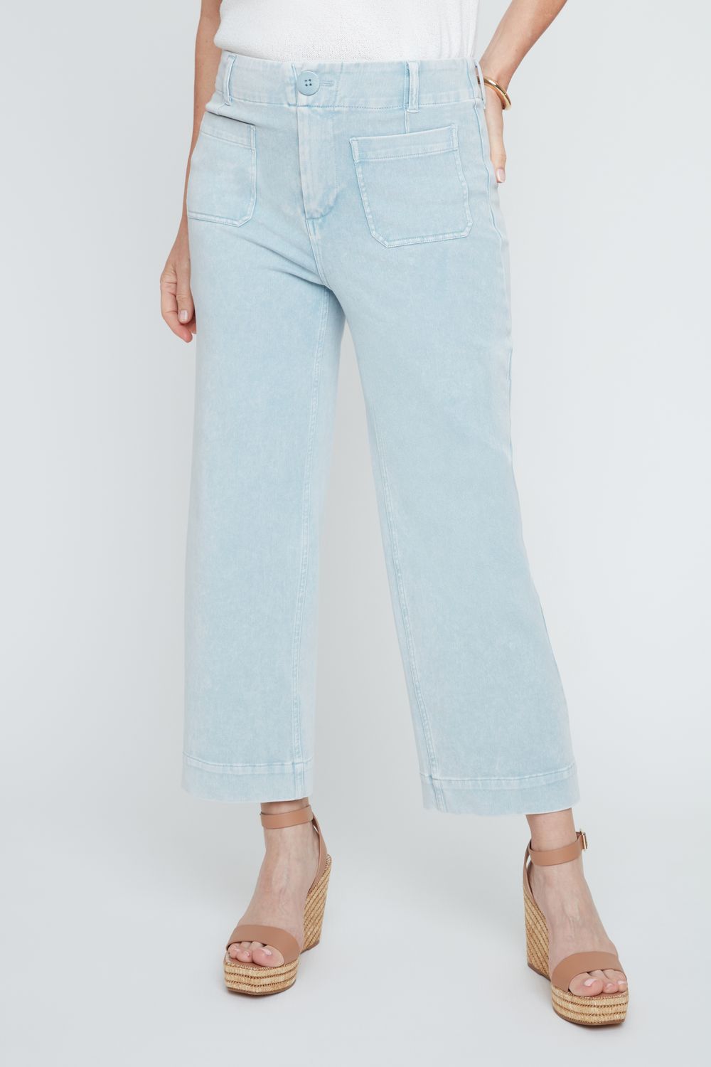 KNIT WIDE LEG ANKLE PANT-CHAMBRAY-RENUAR