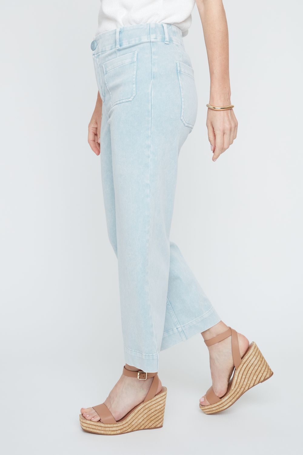 KNIT WIDE LEG ANKLE PANT-CHAMBRAY-RENUAR