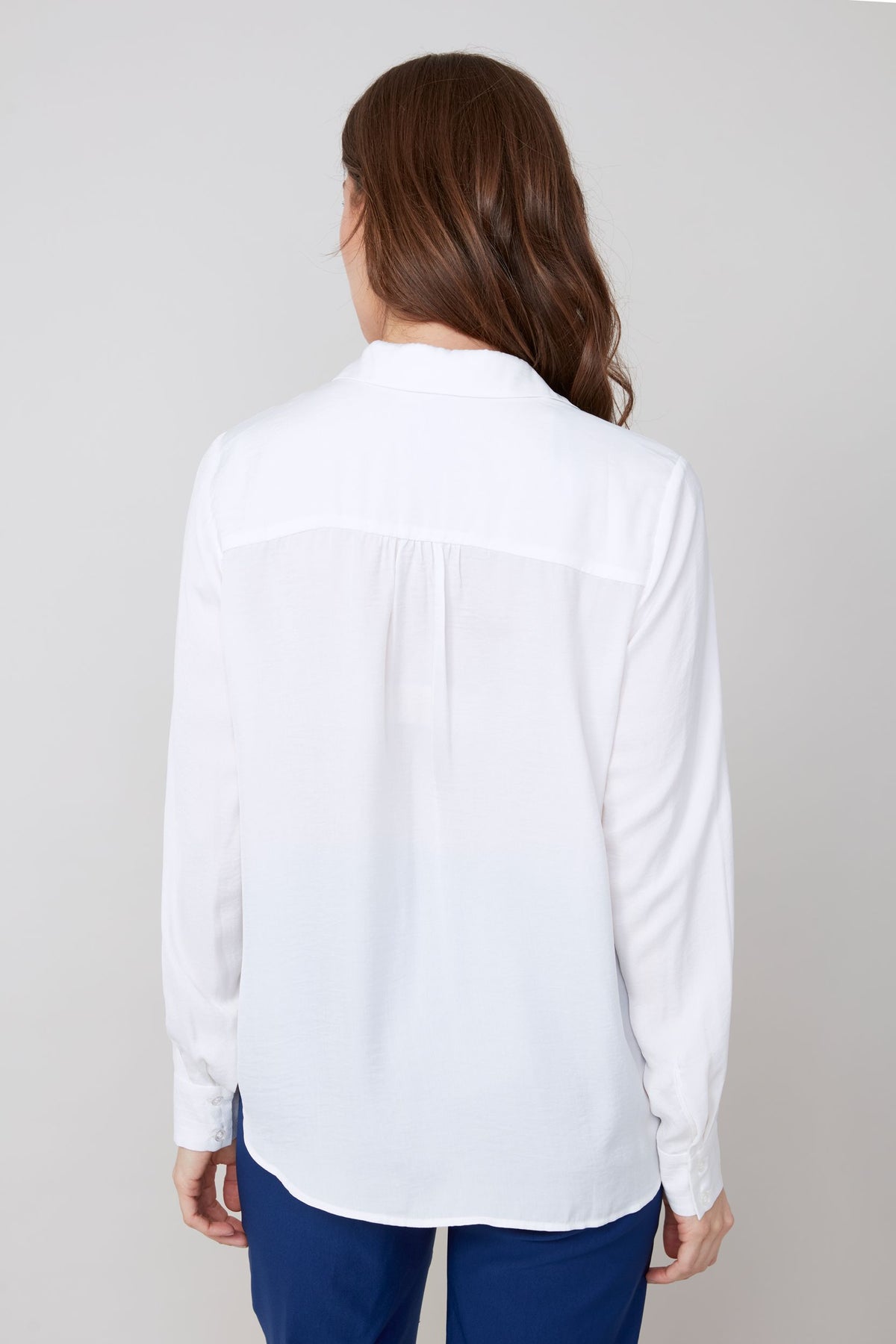 SATIN BUTTONDOWN BLOUSE-CREME-RENUAR