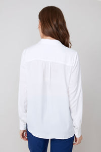 SATIN BUTTONDOWN BLOUSE-CREME-RENUAR