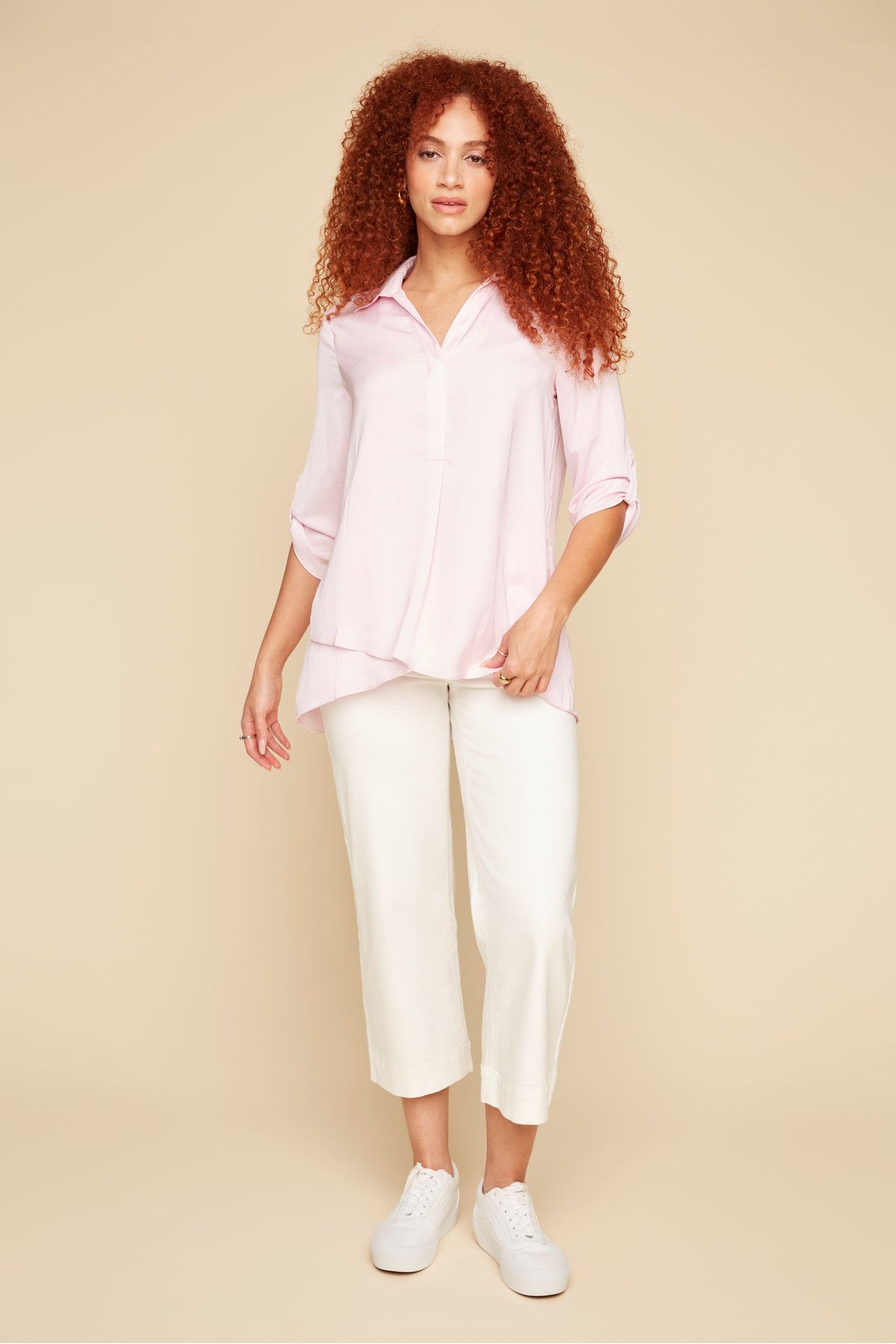 TENCEL WIDE LEG ANKLE PANT-CREME-RENUAR