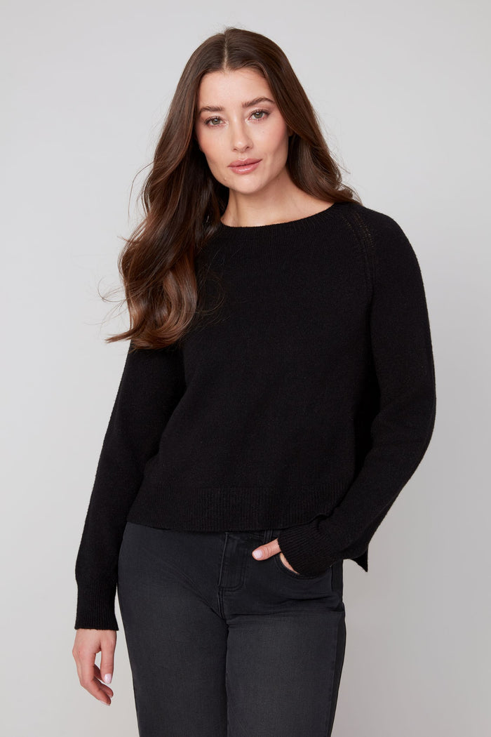 CREW KNIT SWEATER-BLACK-RENUAR