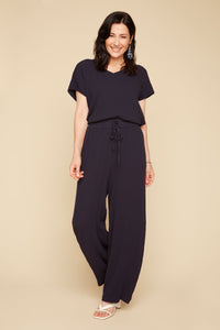 CAP SLEEVE V-NECK CRINKLE TOP-RENUAR