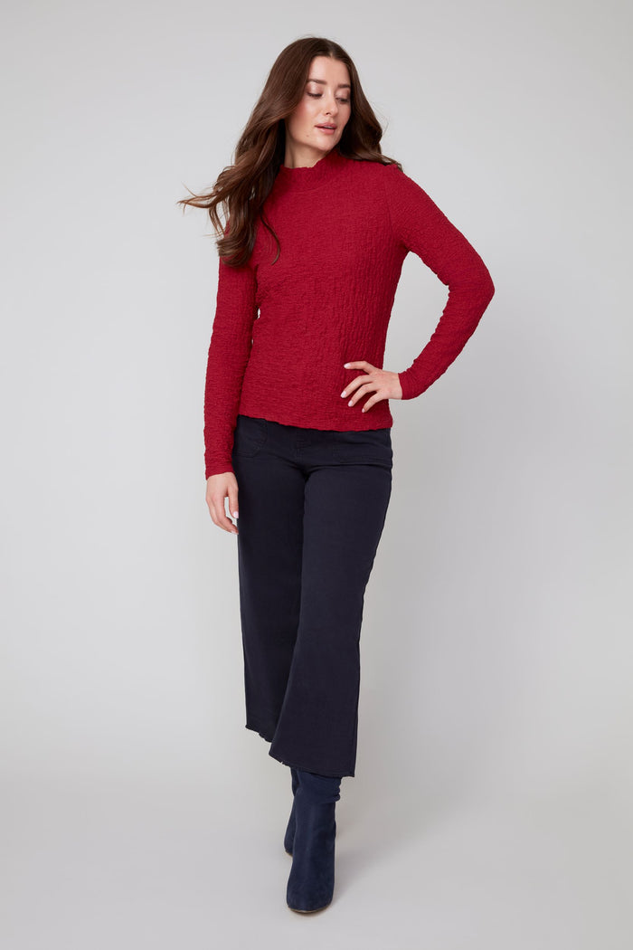 CRINKLE MOCK NECK TOP-PORTO-RENUAR