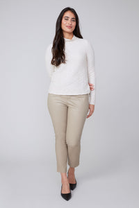 CRINKLE MOCK NECK TOP-CREME-RENUAR