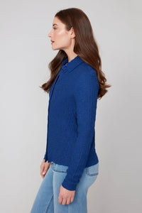 BUTTONDOWN CRINKLE STRETCH TOP-OXFORD-RENUAR