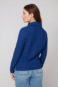 BUTTONDOWN CRINKLE STRETCH TOP-OXFORD-RENUAR