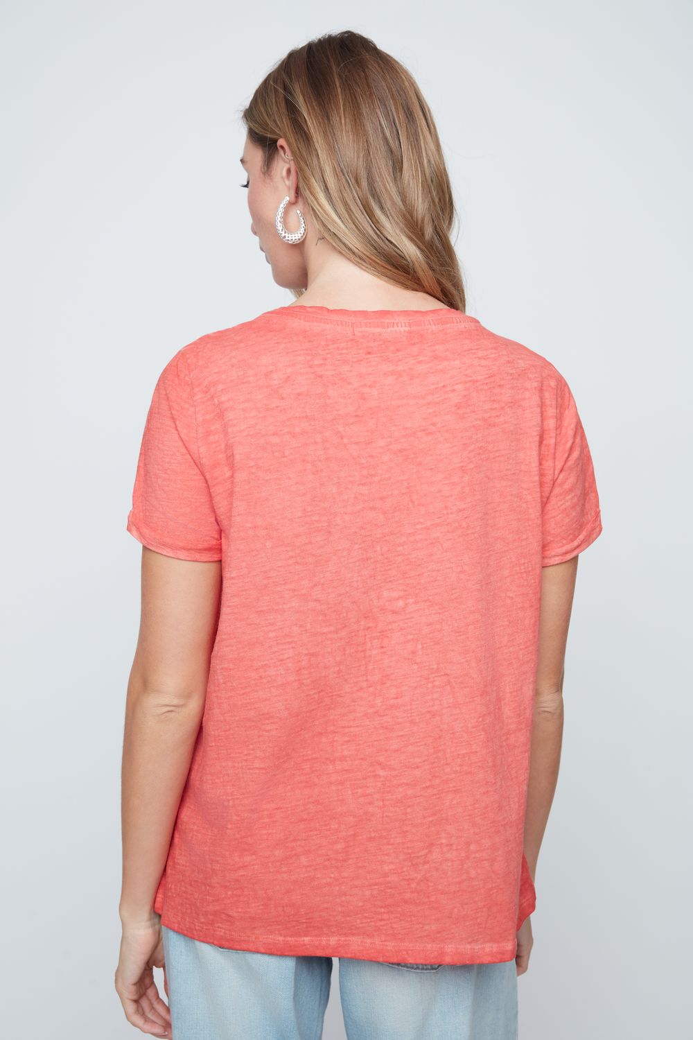 EMBROIDERED HEART S/S BASIC TEE-SCARLET-RENUAR