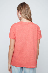 EMBROIDERED HEART S/S BASIC TEE-SCARLET-RENUAR