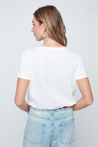 EMBROIDERED HEART S/S BASIC TEE-WHITE-RENUAR