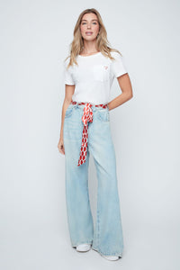EMBROIDERED HEART S/S BASIC TEE-WHITE-RENUAR