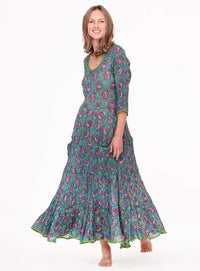 BLUE/GREEN WITH ROSES-RUBY SUNDRESS-NILA RUBIA