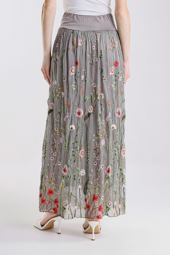 SABLE GARDEN SILK SKIRT-ONE SIZE-TEES BY TINA