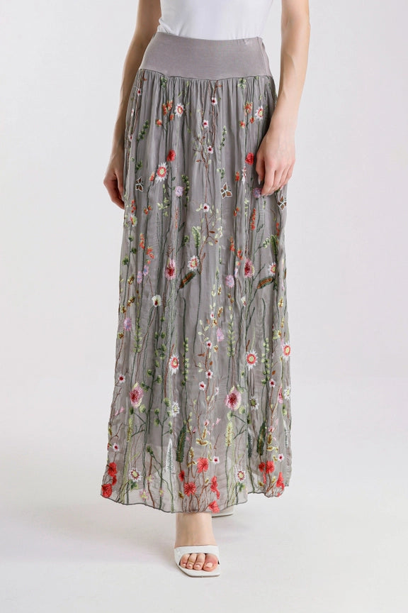 SABLE GARDEN SILK SKIRT-ONE SIZE-TEES BY TINA