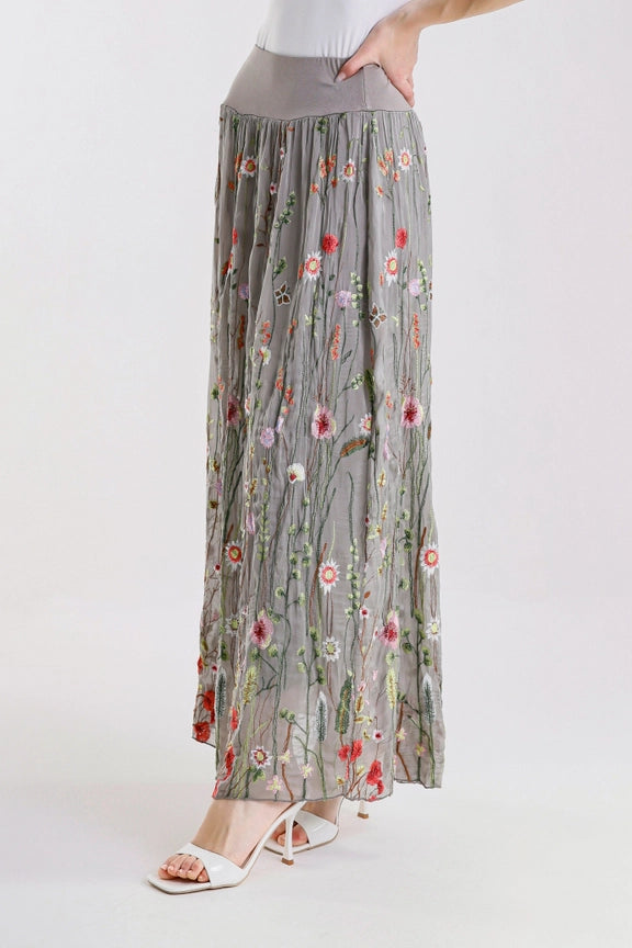 SABLE GARDEN SILK SKIRT-ONE SIZE-TEES BY TINA