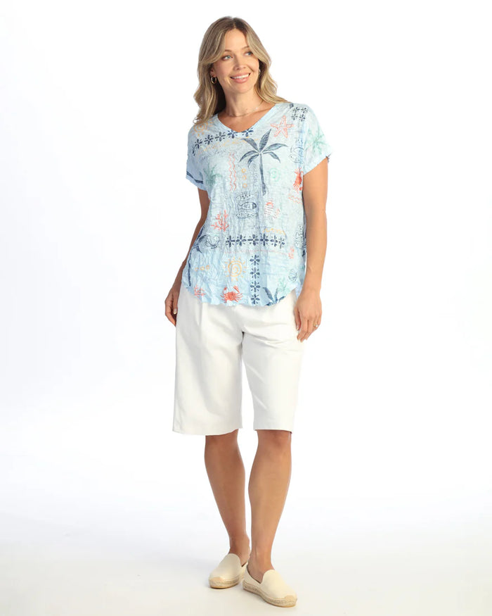 TIDEPOOL CRINKLE S/S TOP-JESS AND JANE