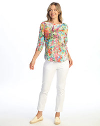 EMILIA CRUSHED ROUND NECK TOP 3/4 SLEEVE-JESS AND JANE