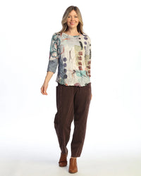 SIENNA CRUSHED ROUND NECK TOP 3/4 SLEEVE-JESS AND JANE
