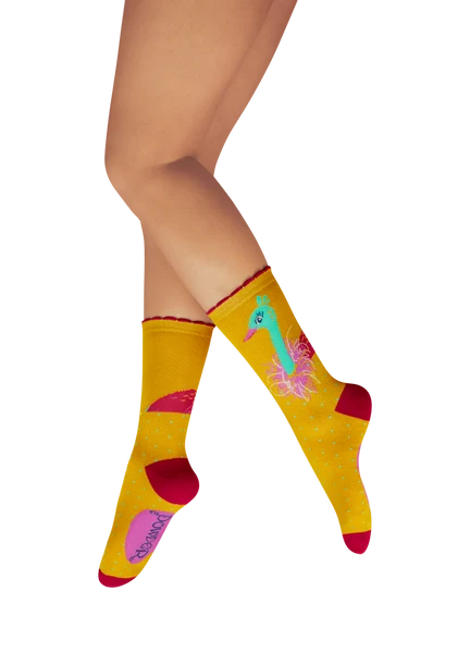 FUNKY EMU ANKLE SOCKS-YELLOW-POWDER