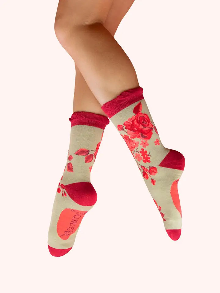 ROUGE BLOOMS-ANKLE SOCKS-POWDER
