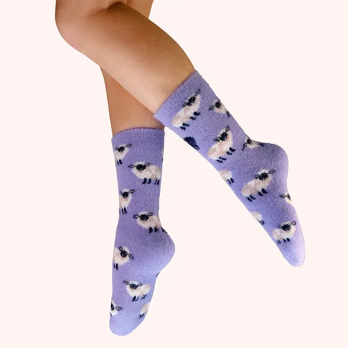 SHEEP FUZZY COSY ANKLE SOCKS-POWDER