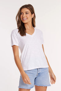 SHORT SLEEVE V-NECK BOXY TEE-WHITE HALO-MODODOC