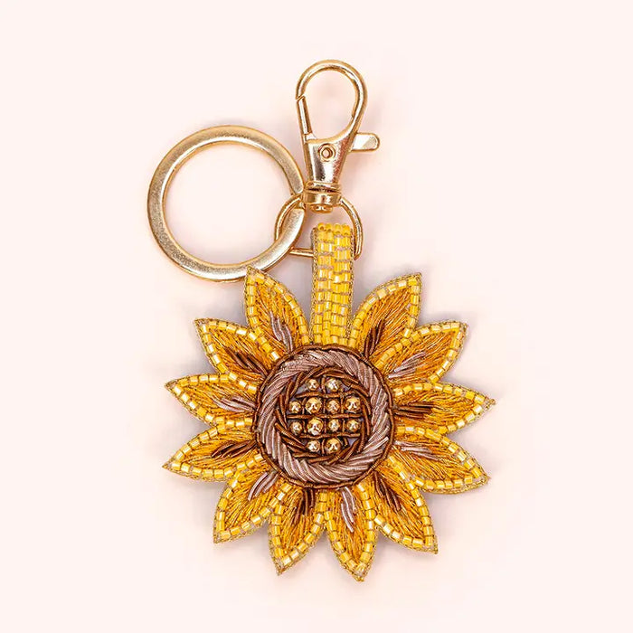 SUNFLOWER BEADED KEYRING-POWDER