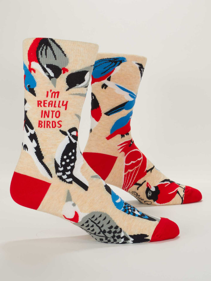 REALLY INTO BIRDS MEN'S CREW SOCKS-BLUE Q