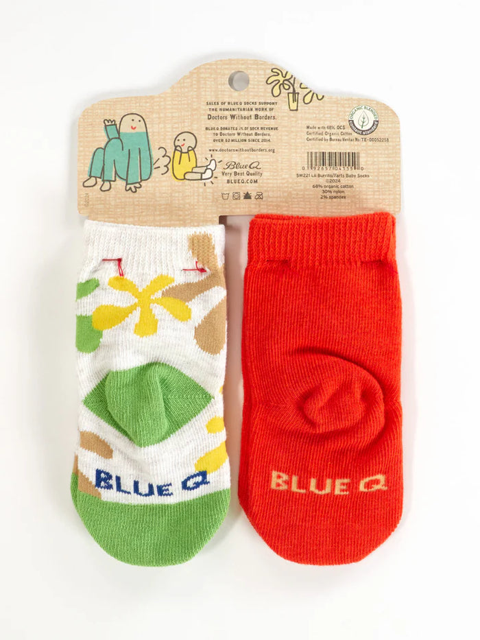 LIL BURRITO/FARTS BABY SOCKS-BLUE Q
