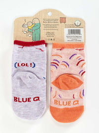 WAIT 'TIL YOU HEAR/SLEEP WHEN BABY SOCKS-BLUE Q