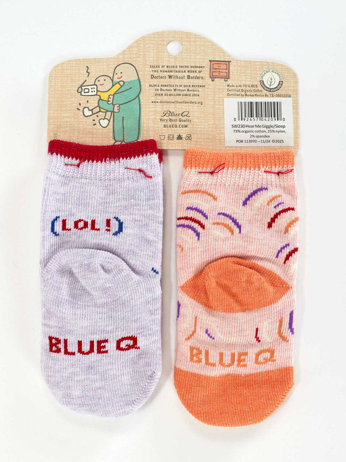 WAIT 'TIL YOU HEAR/SLEEP WHEN BABY SOCKS-BLUE Q