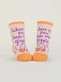 WAIT 'TIL YOU HEAR/SLEEP WHEN BABY SOCKS-BLUE Q