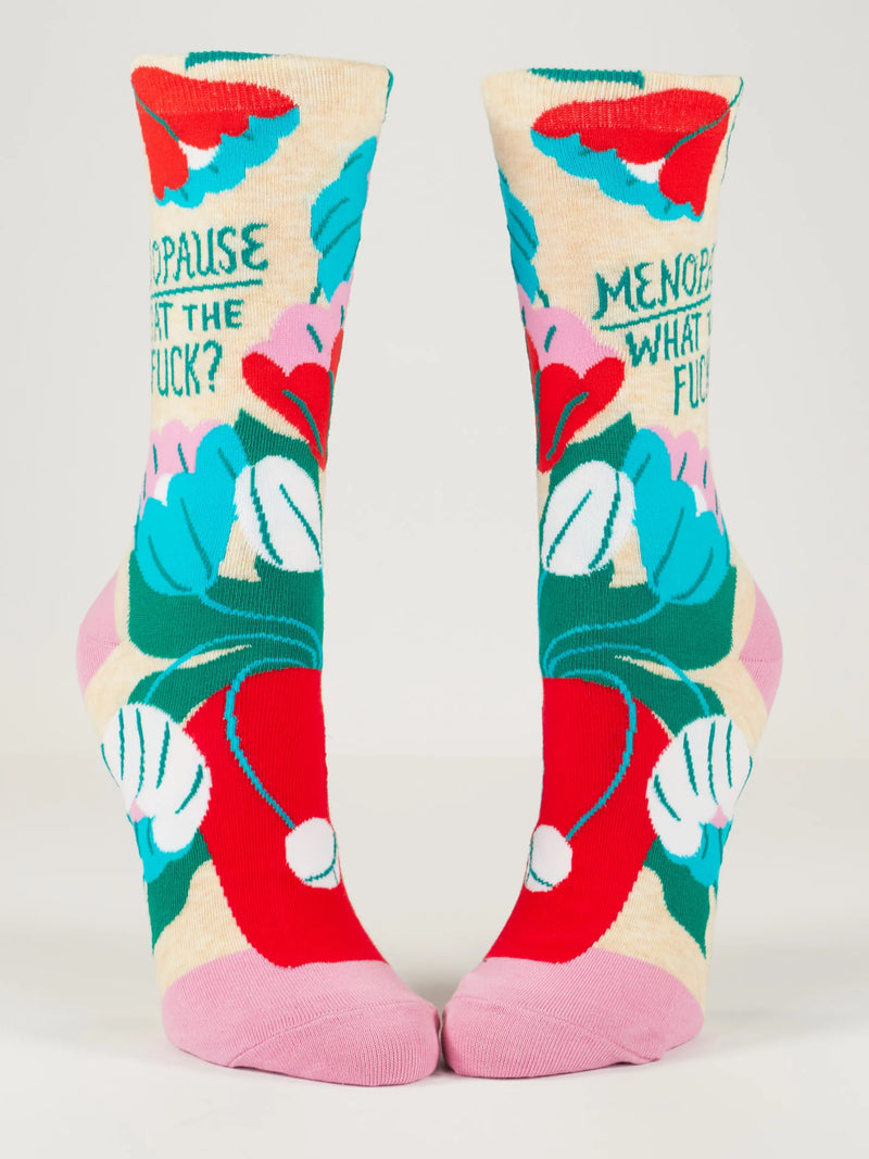 MENOPAUSE WHAT THE F@#K? WOMENS' CREW SOCKS-BLUE Q