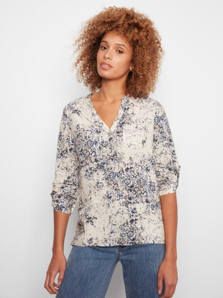 SERAPHINE PRINT ROLL SLEEVE BLOUSE-CHARLIE B