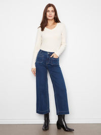 CROPPED FLARE PATCH POCKET JEAN-INDIGO-CHARLIE B