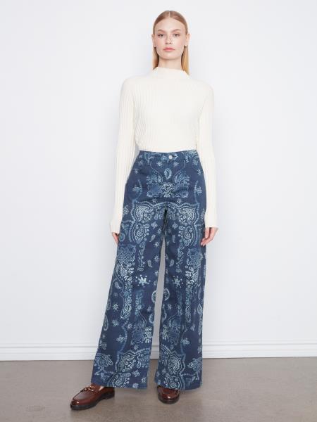 LONG WIDE LEG BANDANA TWILL PANT-CHARLIE B