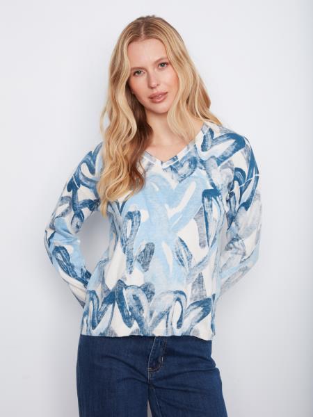 SPLATTER LONG SLEEVE REVERSEABLE SWEATER-CHARLIE B