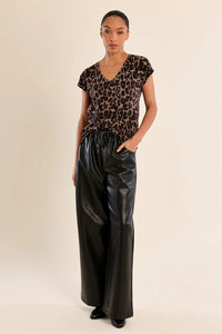 LEOPARD V-NECK T-SHIRT-DARK GREY-MOLLY BRACKEN